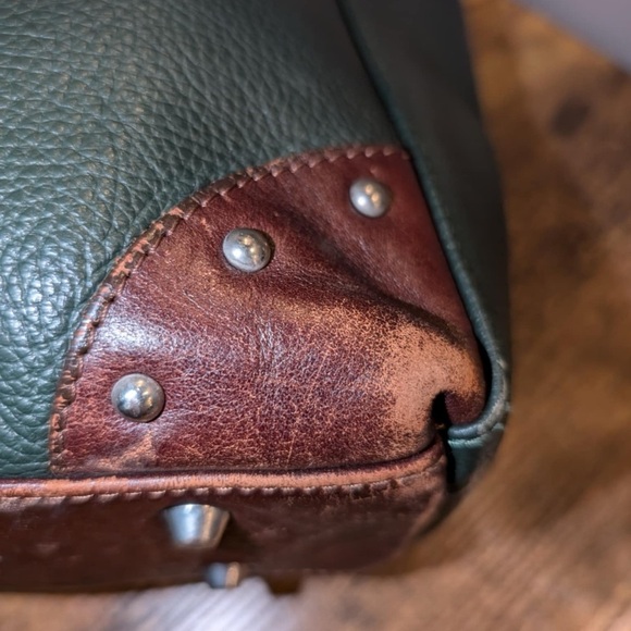 Vintage Valentina Italian leather Green/Brown with Classic Hobo Design - Picture 6 of 12